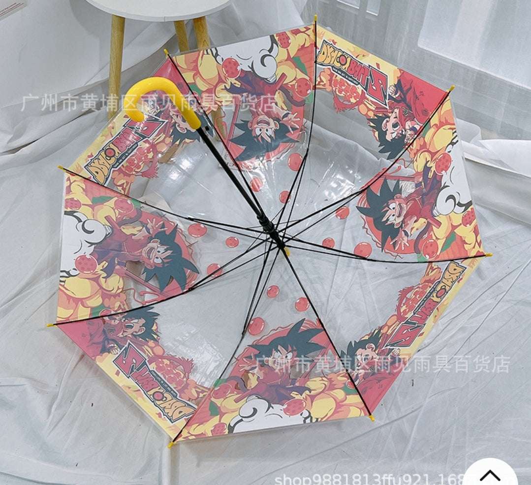Dragon Ball Z Transparent Stick Safe Manual Open/Close 8 Fiberglass Rib 21" Umbrella.