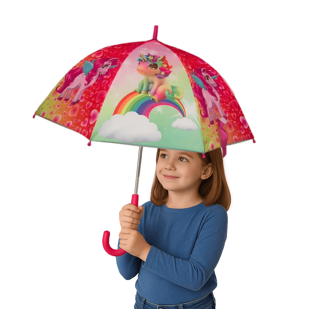 Unicorn Dome Shaped 8 Fiberglass Ribs 19" Stick Umbrella For Girls Best Birthday Party Christmas Gift