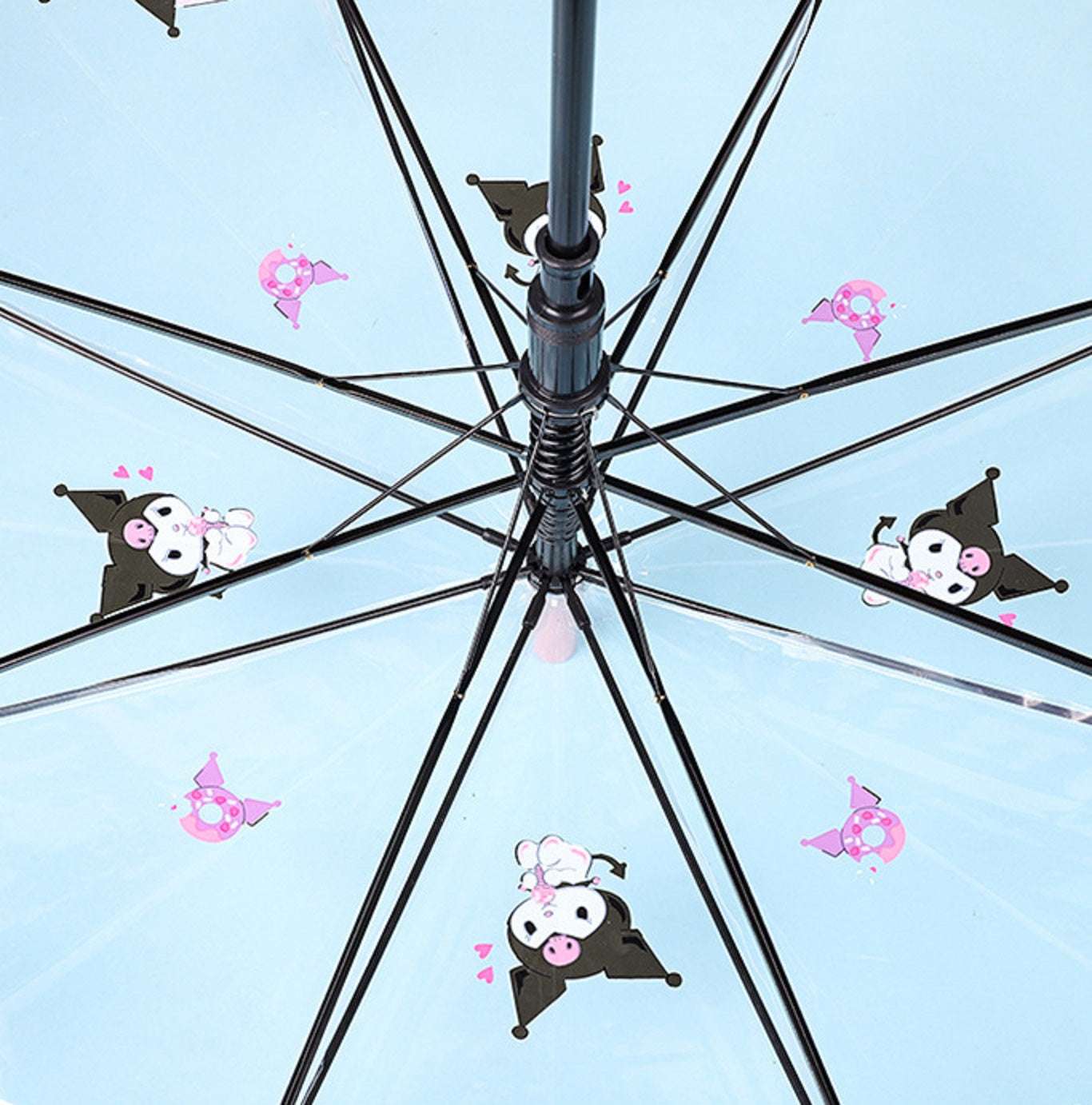 Sanrio Kuromi Kawaii Semi-Auto Transparent Cute Fashionable Dome-Shaped Vinyl Stick Umbrella