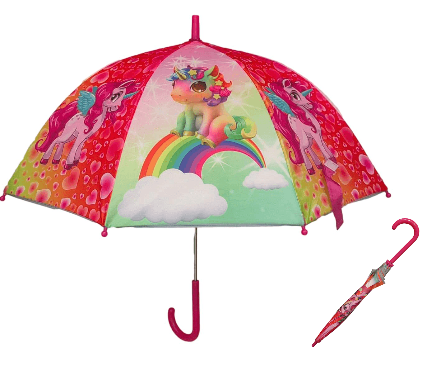 Unicorn Dome Shaped 8 Fiberglass Ribs 19" Stick Umbrella For Girls Best Birthday Party Christmas Gift