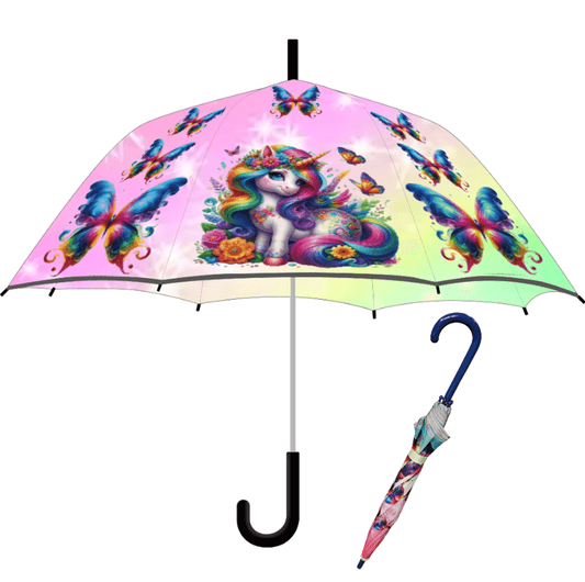 Unicorn Dome Shaped 8 Fiberglass Ribs 19" Stick Umbrella For Girls Best Birthday Party Christmas Gift (Copy) (Copy)