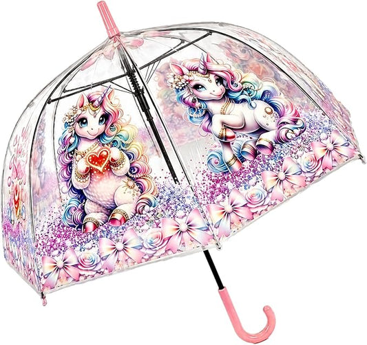 Clear Dome Umbrella – Pastel Unicorn Bubble Umbrella for Kids & Adults, Clear Dome Canopy, 8 Fiberglass Ribs, Auto Open, Pinch-Free Close, Curved Comfort Handle With Heart Charm,YOU ARE LOVED Collection. (Copy) (Copy) (Copy)