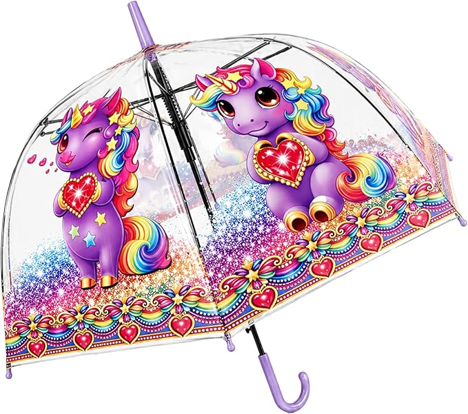 Clear Dome Umbrella – Purple Unicor Bubble Umbrella for Kids & Adults, Clear Dome Canopy, 8 Fiberglass Ribs, Auto Open, Pinch-Free Close, Curved Comfort Handle With Heart Charm,YOU ARE LOVED Collection. (Copy)