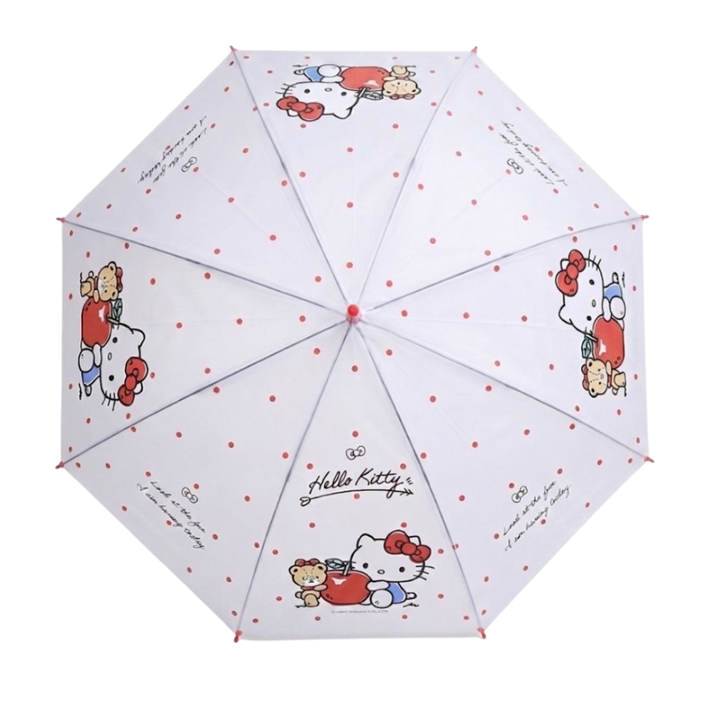 Sanrio Kawaii Cute Hello Kitty Stick Umbrella – Frosted Matte POE Canopy, Auto Open, 8-Rib, Wind Resistant. Pinch-Free Close,