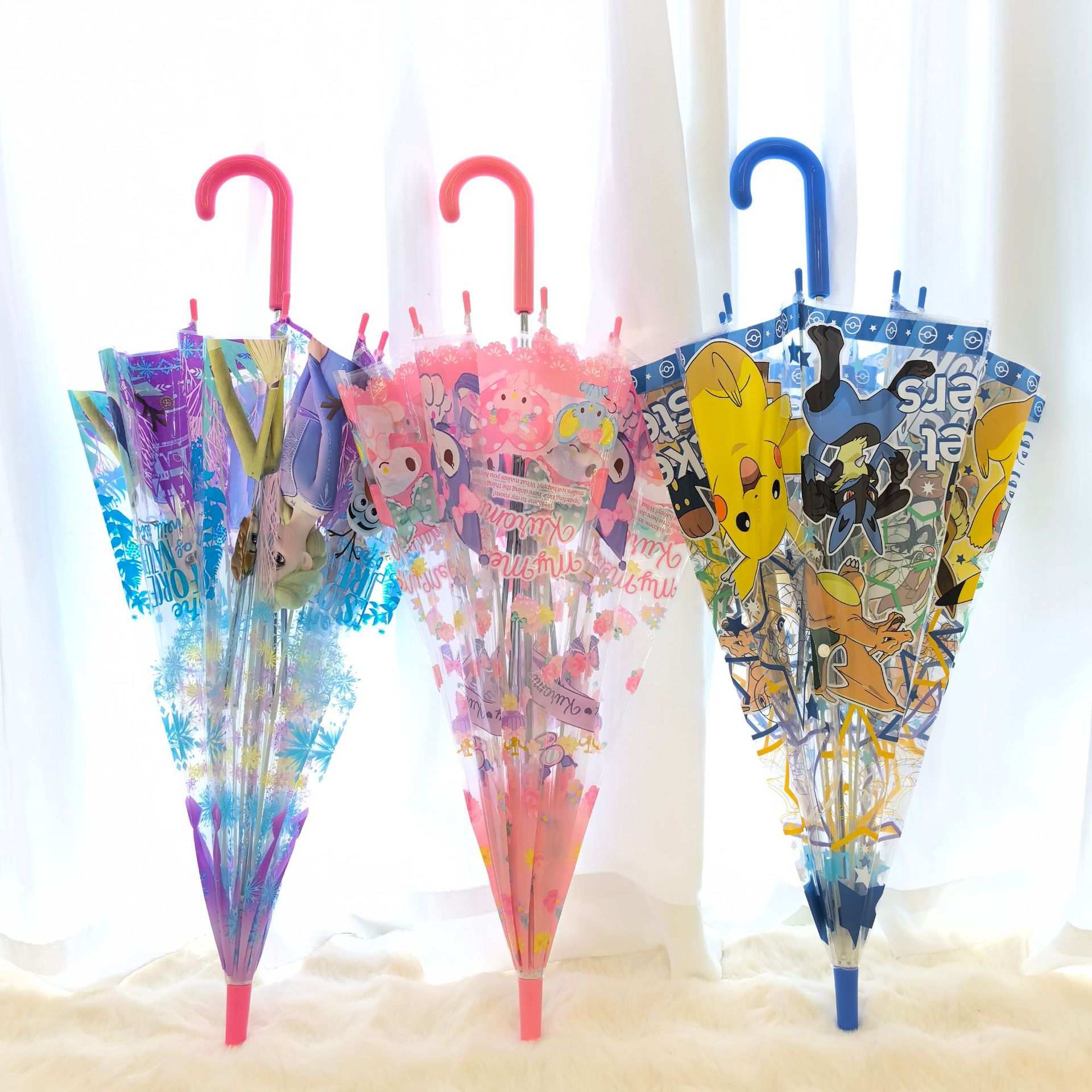 Pokemon Unisex Vinyl Auto Open Stick Umbrella. Dome Type Deep Tension Stylish and Cute. Christmas,New Year,Birthday Party, Best Gift.