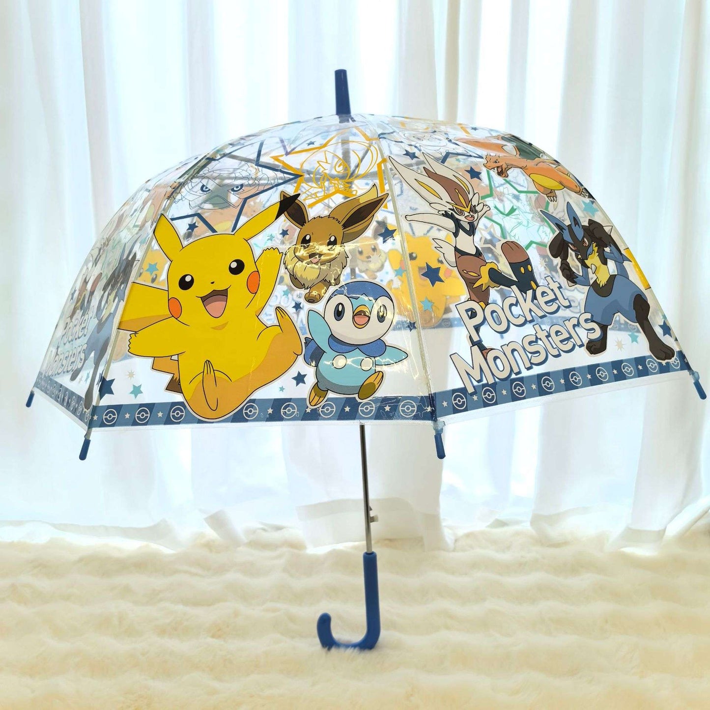 Pokemon Unisex Vinyl Auto Open Stick Umbrella. Dome Type Deep Tension Stylish and Cute. Christmas,New Year,Birthday Party, Best Gift.