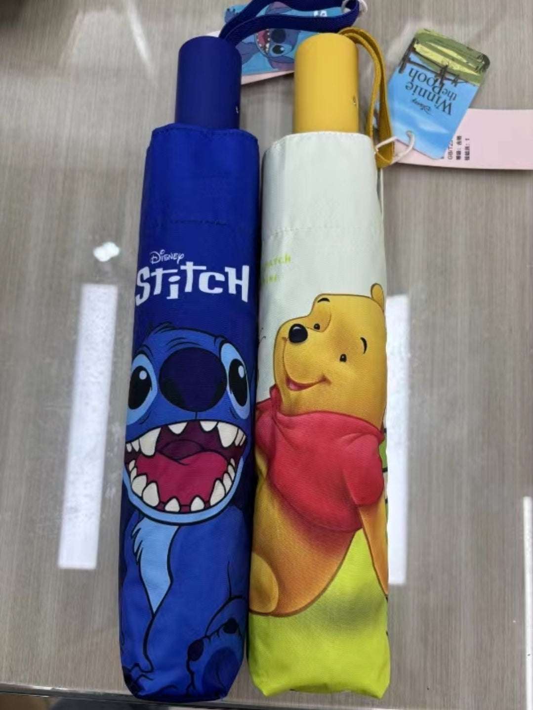 Disney Winnie The Pooh Folding Auto Open-Close Rain-Sun Umbrella.