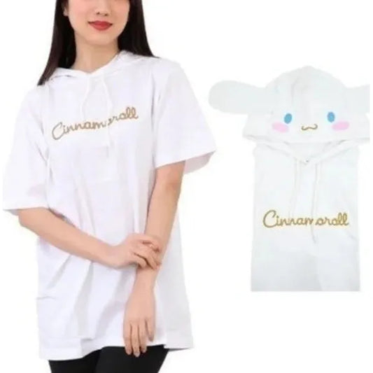 Cinnamoroll Sanrio Narikiri T-Shirt Short Sleeve With HoodieSize Approx S-M