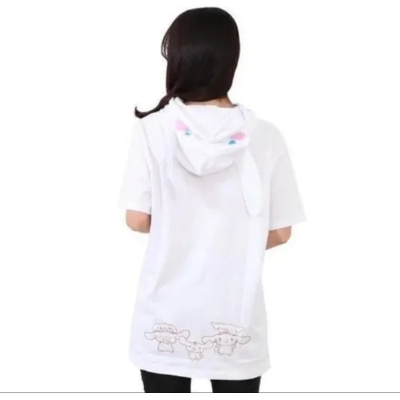 Cinnamoroll Sanrio Narikiri T-Shirt Short Sleeve With HoodieSize Approx S-M