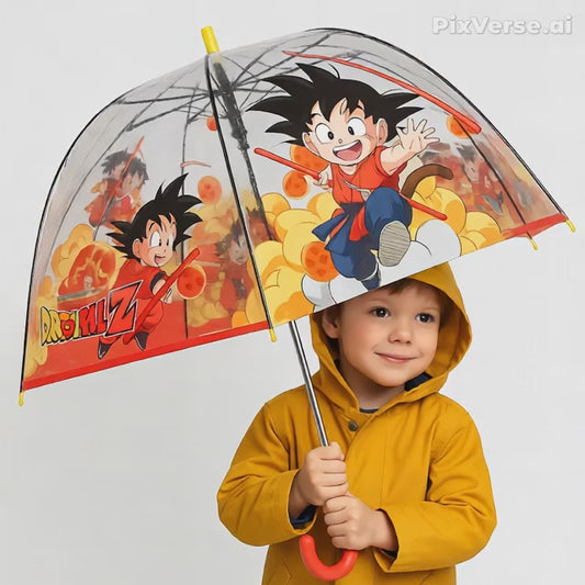 Dragon Ball Z Transparent Stick Safe Manual Open/Close 8 Fiberglass Rib 21" Umbrella.
