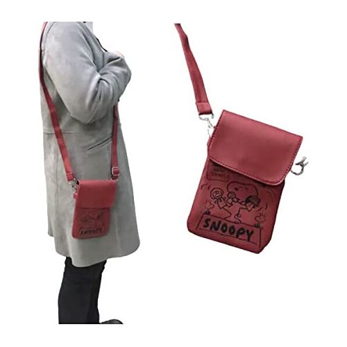 Snoopy Smartphone/Passport Traveling Shoulder/Neck Leather Pouch