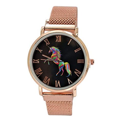 Women's Unicorn Watches Analog Quartz Rose-Gold Tone Ladies Watch Modern Magnetic Mesh Band (MESH Magnetic Band)