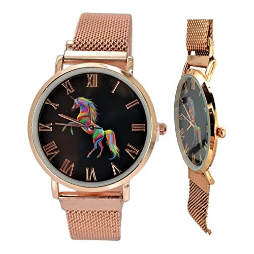 Women's Unicorn Watches Analog Quartz Rose-Gold Tone Ladies Watch Modern Magnetic Mesh Band (MESH Magnetic Band)